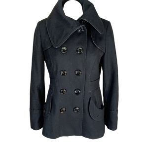 Vintage Miss Sixty Black wool blend Peacoat EUC size Medium